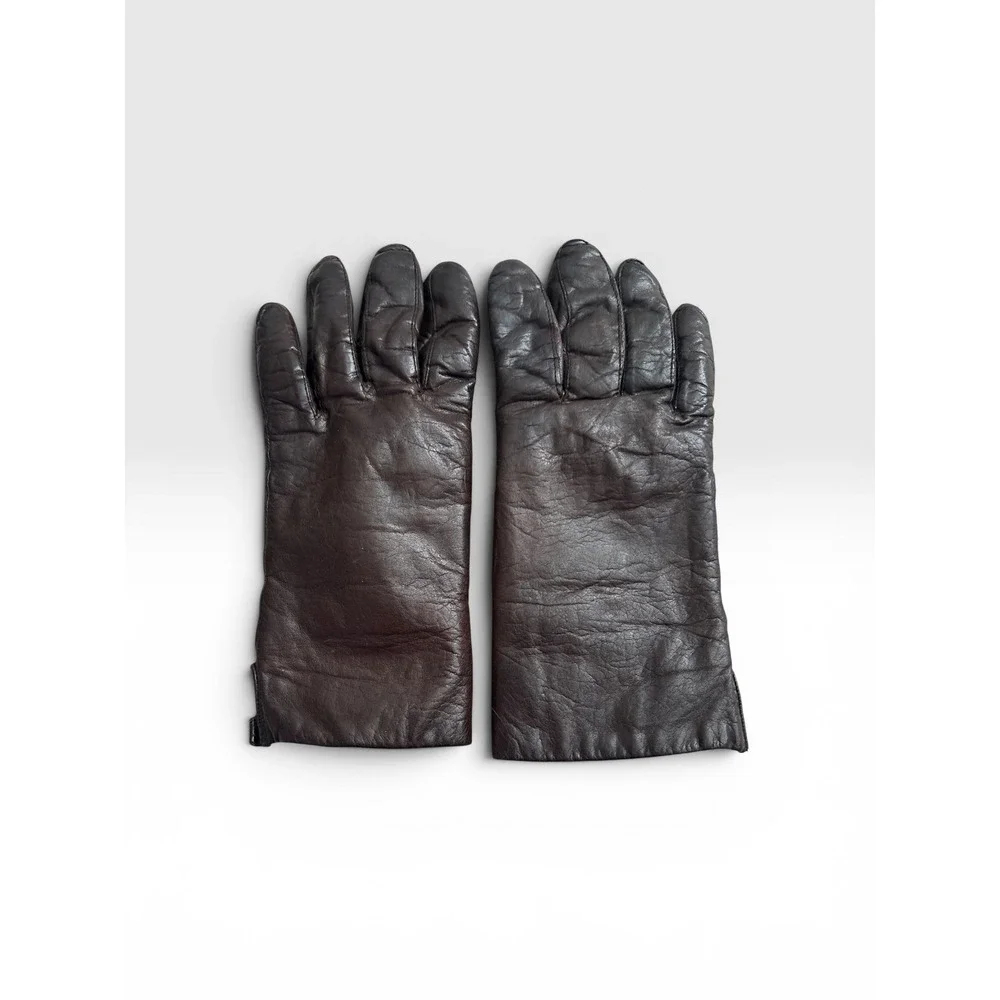 Vintage Fownes Brown Leather Gloves 100% Fur Lined Size 8 WPL 9522 Winter Warm